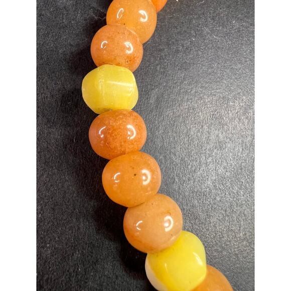 NEW Peach aventurine and lemon serpentine necklace with sterling silver clasp - Picture 6 of 7